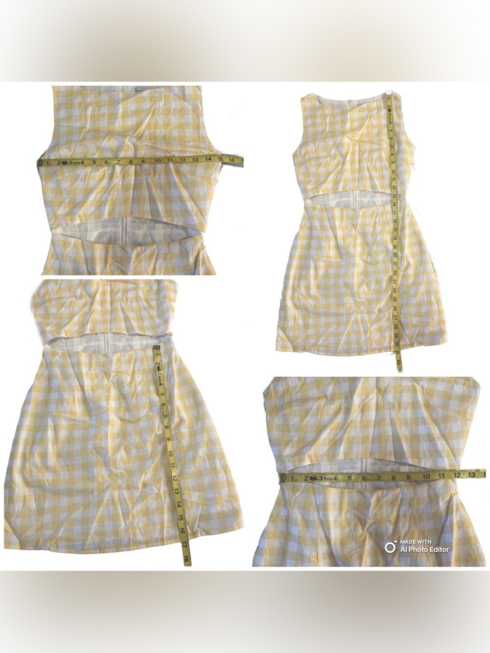 Charlie Holiday Ivy Yellow Gingham Cutout Mini Dress XS NWT $109 Summer Dress - Picture 8 of 8